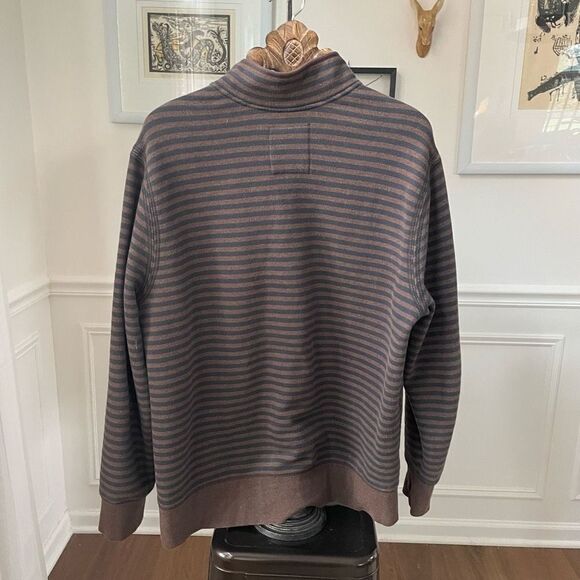 Tommy Bahama Brown Black Stripe Henley Snap Sweatshirt XL - Picture 3 of 7